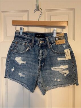 Aeropostale Women's Distressed Dark Blue Denim Shorts